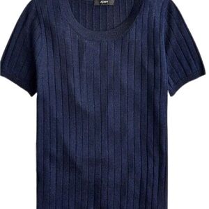 J. Crew Deep Blue Ribbed Knit Top